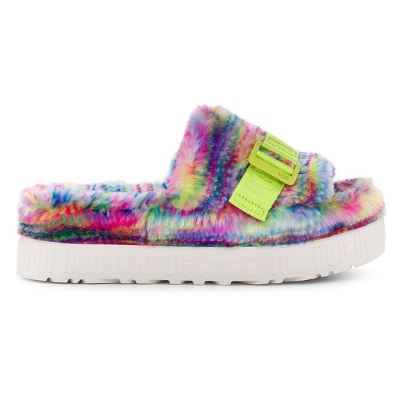Ugg Fluffita bright multi color slippers. Slides. SZ. 8. NIB NWT - Picture 4 of 13